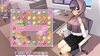 tsundere milf teases with massive tits in hentai game
