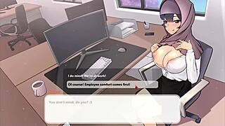 tsundere milf teases with massive tits in hentai game