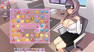 tsundere milf teases with massive tits in hentai game