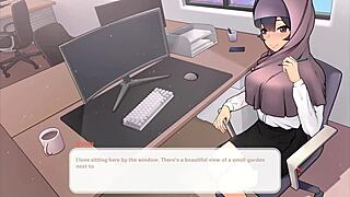 tsundere milf teases with massive tits in hentai game