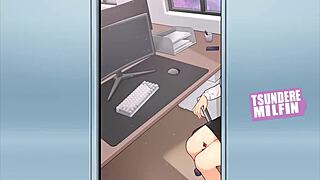 tsundere milf teases with massive tits in hentai game
