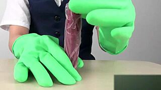 i gave an asian handjob with latex gloves, japanese fetish style, felt so good