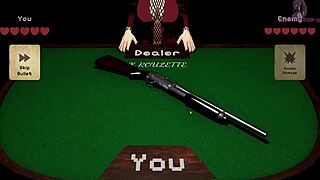 Curvy 3D cartoon babe with huge tits squirts wildly during intense blowjob game action