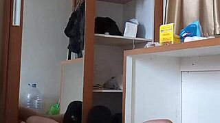 sexy gay in red mask plays with anal dildo toy