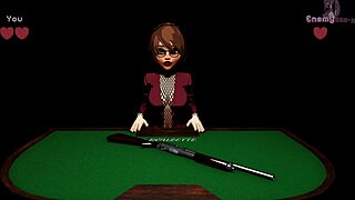 Curvy 3D cartoon babe with huge tits squirts wildly during intense blowjob game action