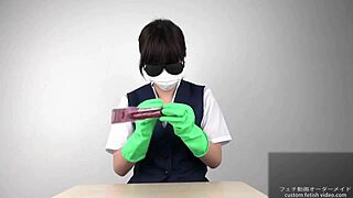 i gave an asian handjob with latex gloves, japanese fetish style, felt so good