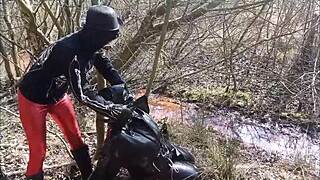 Unbelievable, German Femdom in Latex Dominates Outdoors with Brutal Mud Play!