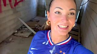 French Slut Sucks Strangers In Giant Bukkake For Euro 2024