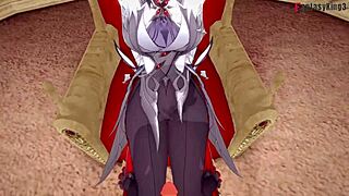 Arlecchino Footwork and Blowjob in Genshin POV