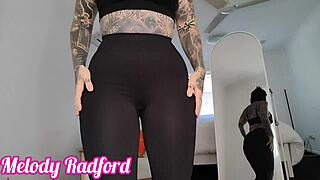 Sheer Gym Tights On Mature Milf With Huge Fake Tits And Tattoos