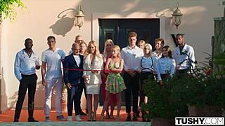 What happens when Sia Lumi and Megan host an anal orgy at a bachelor party?