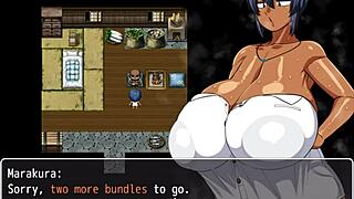 Tanned Girl Natsuki in Hentai Game Ep 12, Masturbating Huge BBC Outside