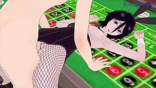 Rukia Kuchiki and Yoruichi Shihouin in intense bunny girl hentai sex.