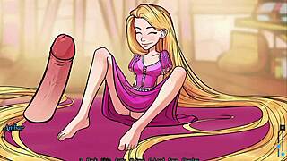 Rapunzel’s steamy memories unfold in this anime game with tiny tits charm.