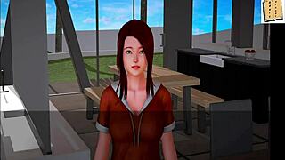 In my new family series, the redhead teen with small tits gets involved in group activities at home.