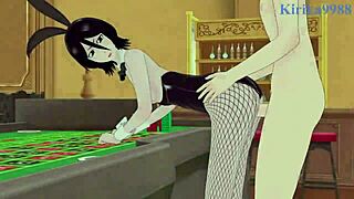 Rukia Kuchiki and Yoruichi Shihouin in intense bunny girl hentai sex.