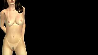 Animated 3D cartoon girl poses sexily in many positions