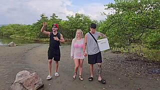 Horny 3some Goes Wild on Beach with Step Cousin! Outdoor Action with Max Betancur, Tatiana Alvarez, Danner Mendez!