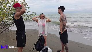 Horny 3some Goes Wild on Beach with Step Cousin! Outdoor Action with Max Betancur, Tatiana Alvarez, Danner Mendez!