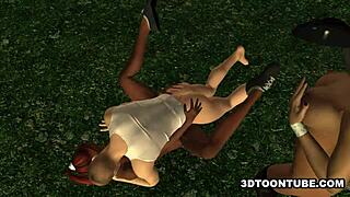 I love watching two bi 3d babes lick each other and share cock outdoors