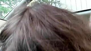 giving sloppy blowjob to buddy in car