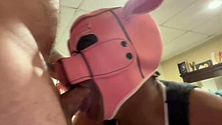 black pig in mask gets facefucked with drooling throat juice.