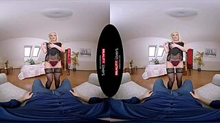 A woman with a sexy look and in stockings rides a man in a missionary position