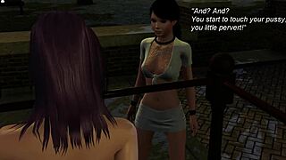 Outdoor adventure with brunette in anime style.