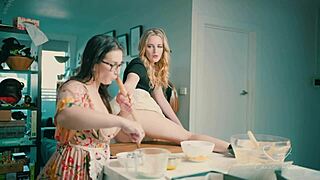 Teaser Charlie Forde teases Chasey in kitchen for full cunilingus video on xred.