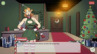 Wow, Mrs. Santa teases with anal plug in Xmas hentai game ep 3!