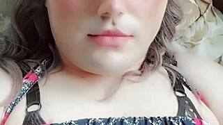 Blue Dress Crossdresser Slut Rides Big Butt Twink Femboy Shemale MTF