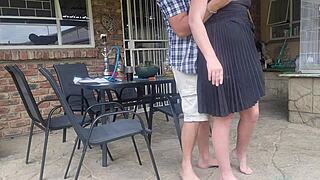 Hey, Neighbour's Wife Got an Outdoor Upskirt Fuck While He's Away! 😜