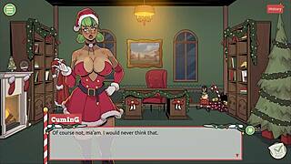 Wow, Mrs. Santa teases with anal plug in Xmas hentai game ep 3!
