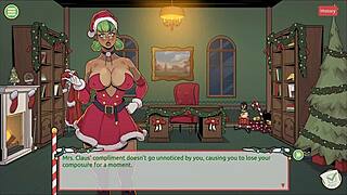 Wow, Mrs. Santa teases with anal plug in Xmas hentai game ep 3!