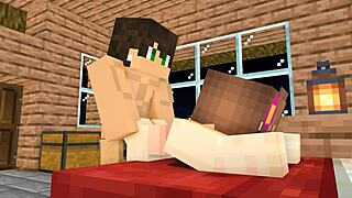 my crush invited me over after school for minecraft hentai close-up action