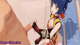 Using Her Mouth to Satisfy Him in Wild Hentai Game Play