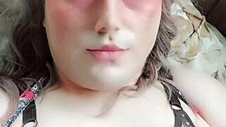 Blue Dress Crossdresser Slut Rides Big Butt Twink Femboy Shemale MTF