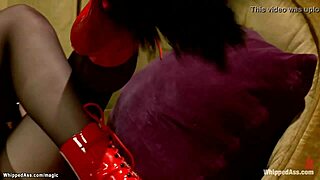 Skinny lesbian bound tight, whipped hard, and fucked in wild domination play. Submit to the thrill.