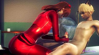 Asuka Femboy Tempts with Cum-Swallowing in Anime Fantasy