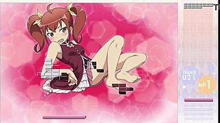 kurusu kanako strips while playing arkanoid, clothes ripping off