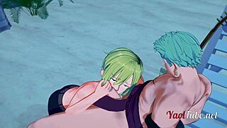 damn, zoro and sanji’s beach handjob in one piece yaoi is wild!