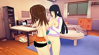 Lesbian Teens Hinata and Diane Clash in Naruto x Seven Deadly Sins