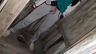 Wow, I caught my neighbor masturbating in a public toilet and joined her for fun! 😜