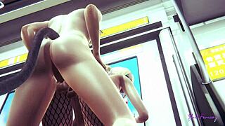 Will they get caught banging Harley Quinn femboy on the train? Suicide Squad Yaoi 3D madness!