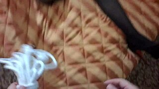 Tied up in hotel with white ropes, first-person POV. Is this bondage turning intense?