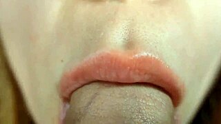 Extreme close-up of a young blonde gay couple sharing homemade blowjob bliss.