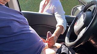 stranger saw me jerking in the car and jumped in to help me finish.