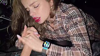 A married slut sneaks a deepthroat on taxi driver's cock.