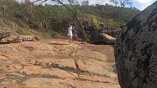 Stunning Brazilian Teen Watched Having Public Sex on Beach Rocks
