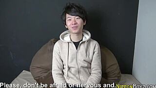 Asian teen twink gives steamy handjob in high-def shower scene